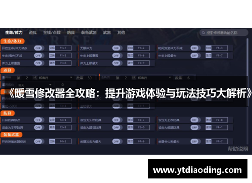 《暖雪修改器全攻略：提升游戏体验与玩法技巧大解析》